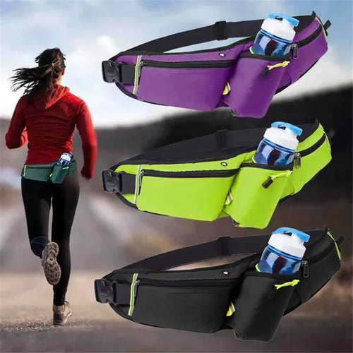 Running Waist Bag with Water Bottle Holder - Hydration Belt for Training and Cycling
