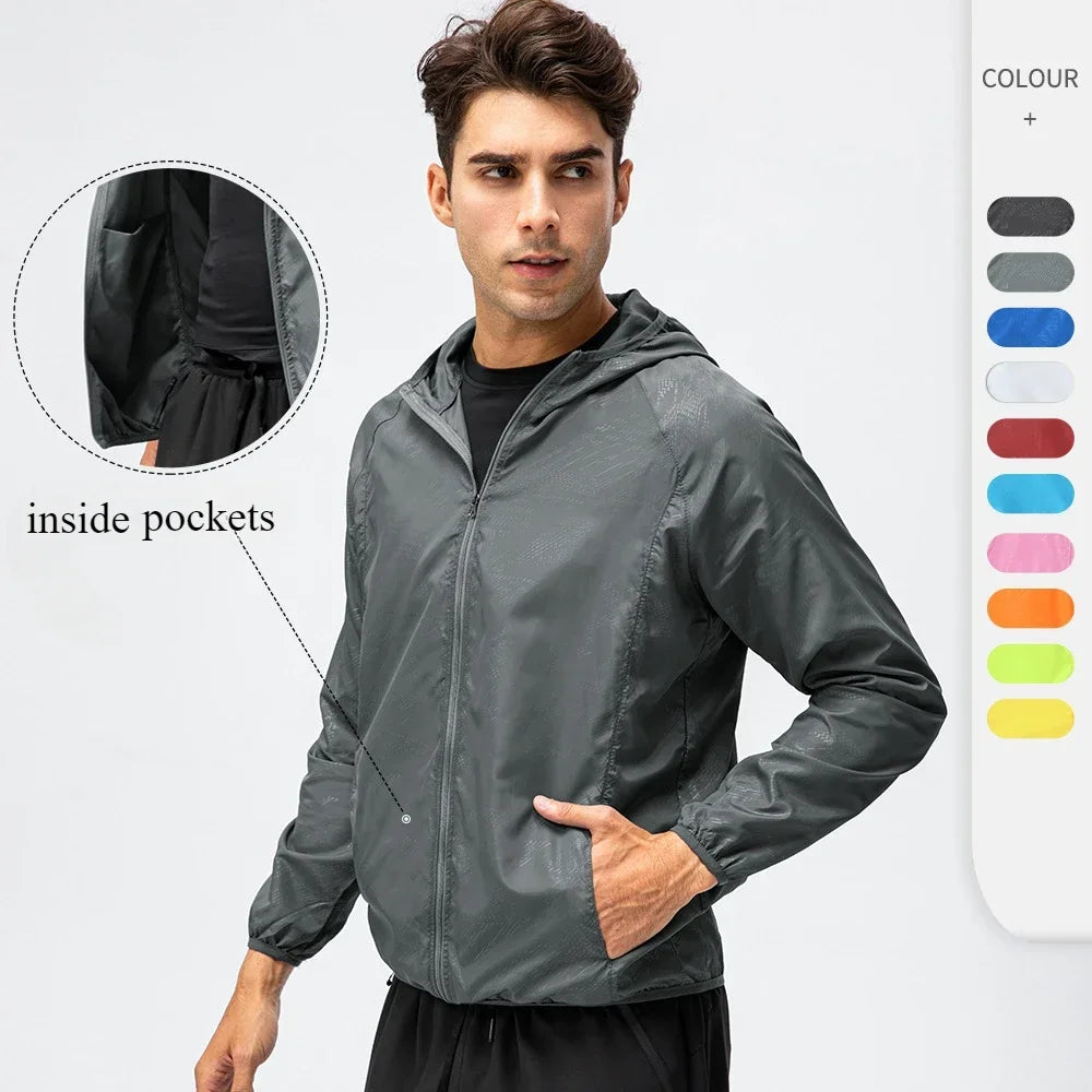 Men's Waterproof Running Jacket with Hood - Winter Windproof Coat