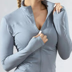 Women's Zip-Up Running Jacket - Lightweight & Breathable for Winter Training