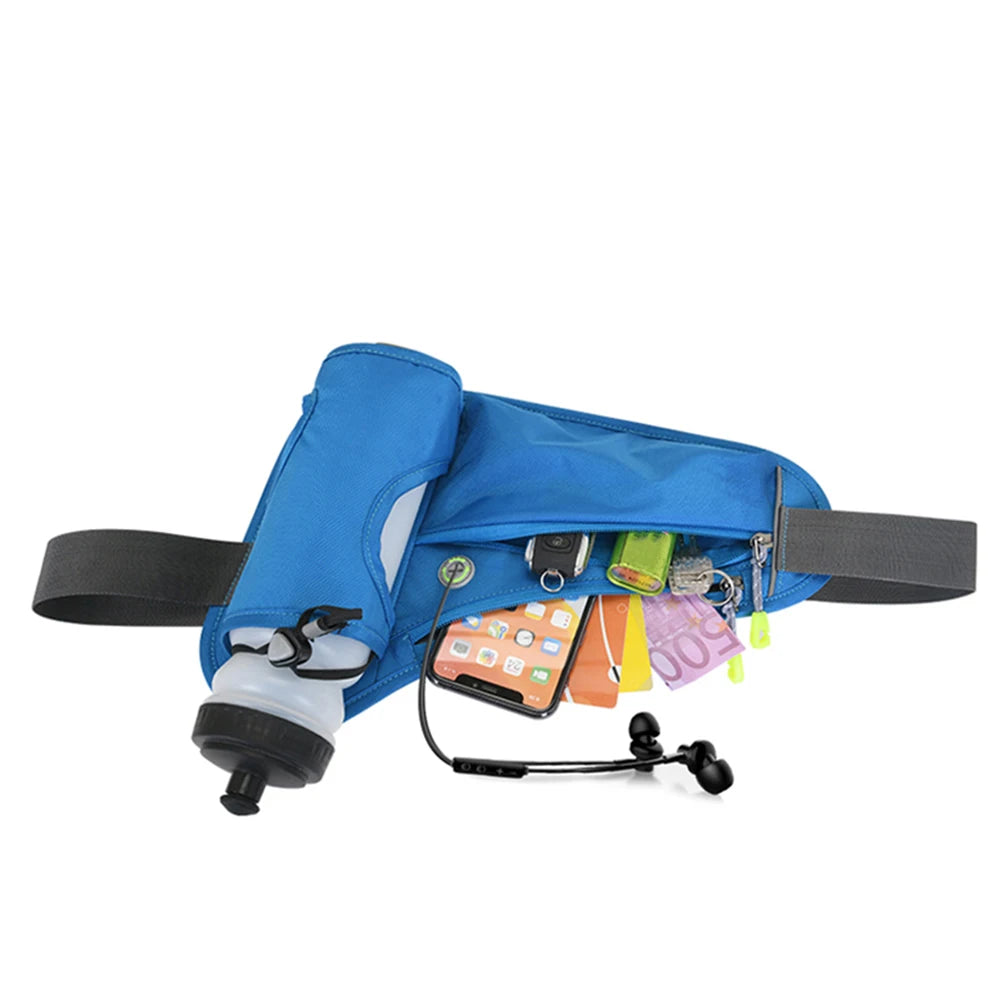Running Waist Bag with Water Bottle Holder - Hydration Belt for Training and Cycling
