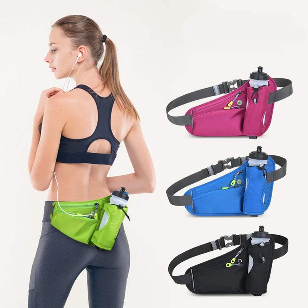 Running Waist Bag with Water Bottle Holder - Hydration Belt for Training and Cycling