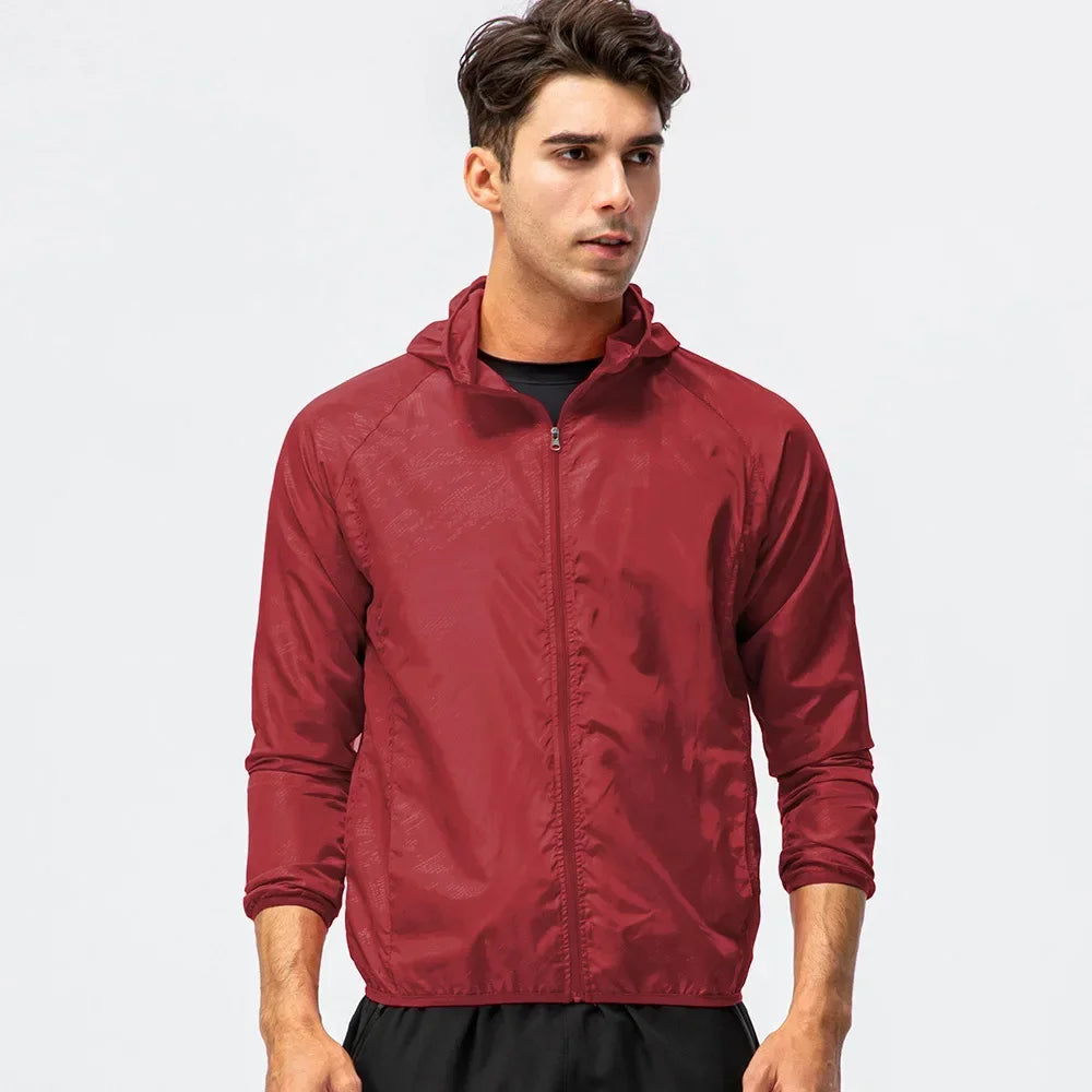 Men's Waterproof Running Jacket with Hood - Winter Windproof Coat