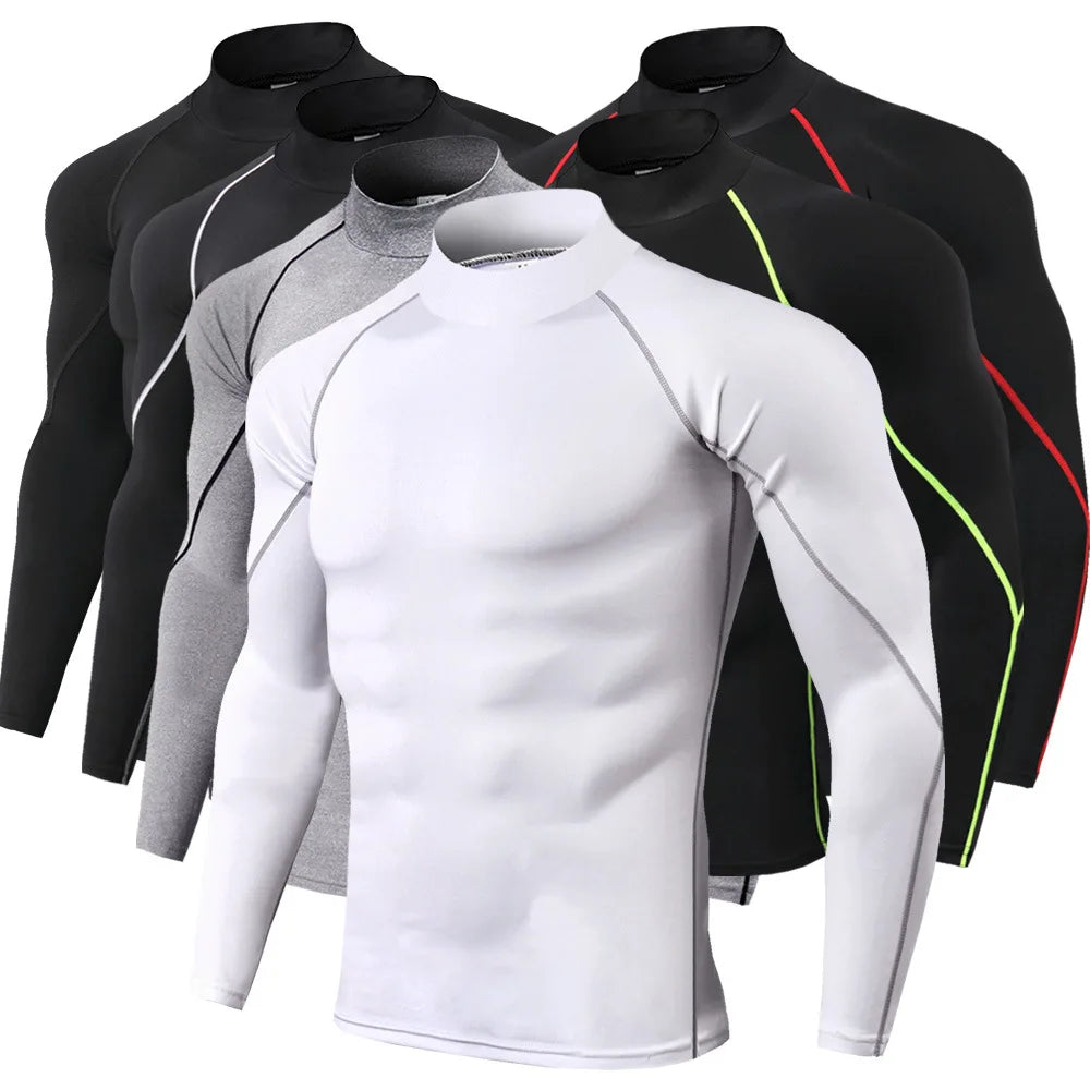 Men's Long Sleeve Compression Running Shirt - Quick Dry Winter Base Layer