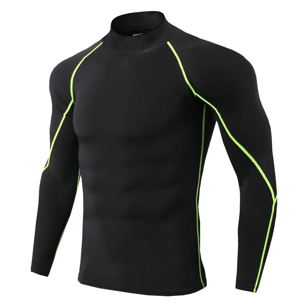 Men's Long Sleeve Compression Running Shirt - Quick Dry Winter Base Layer